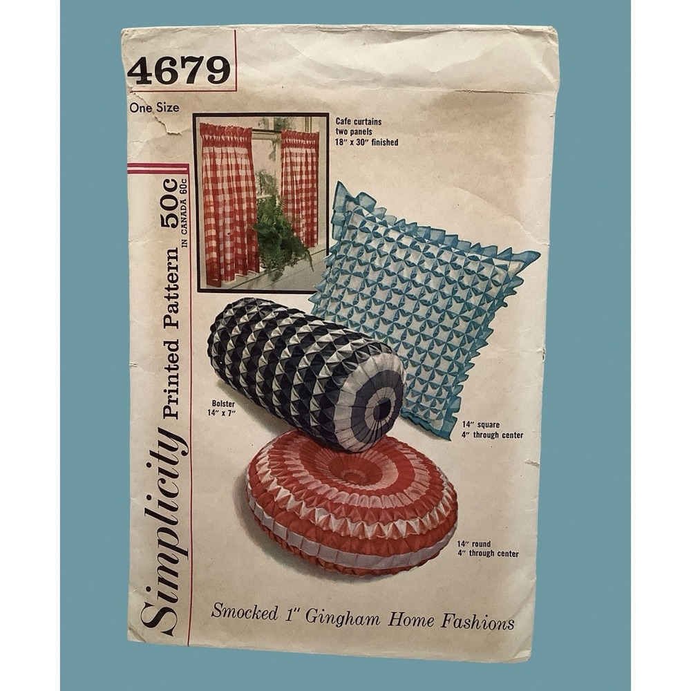Vintage Sewing Pattern Simplicity Sunburst Pleated Pillow Pattern 4679 Uncut